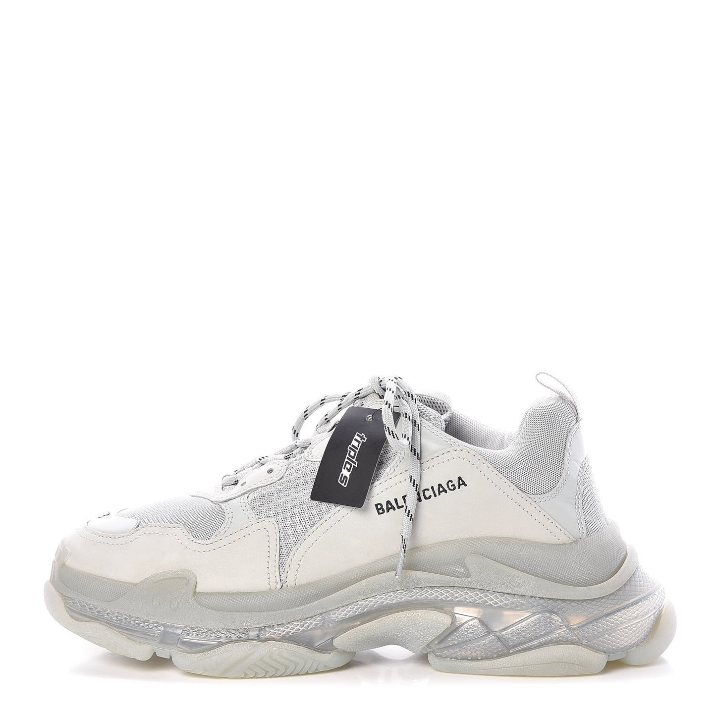 Fabric Mesh Clear Sole Mens Triple S Sneakers 45 Pearl Grey