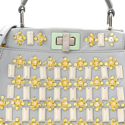 Fendi Nappa Crystal Mini Peekaboo Iconic Satchel Light Blue 8 of 11