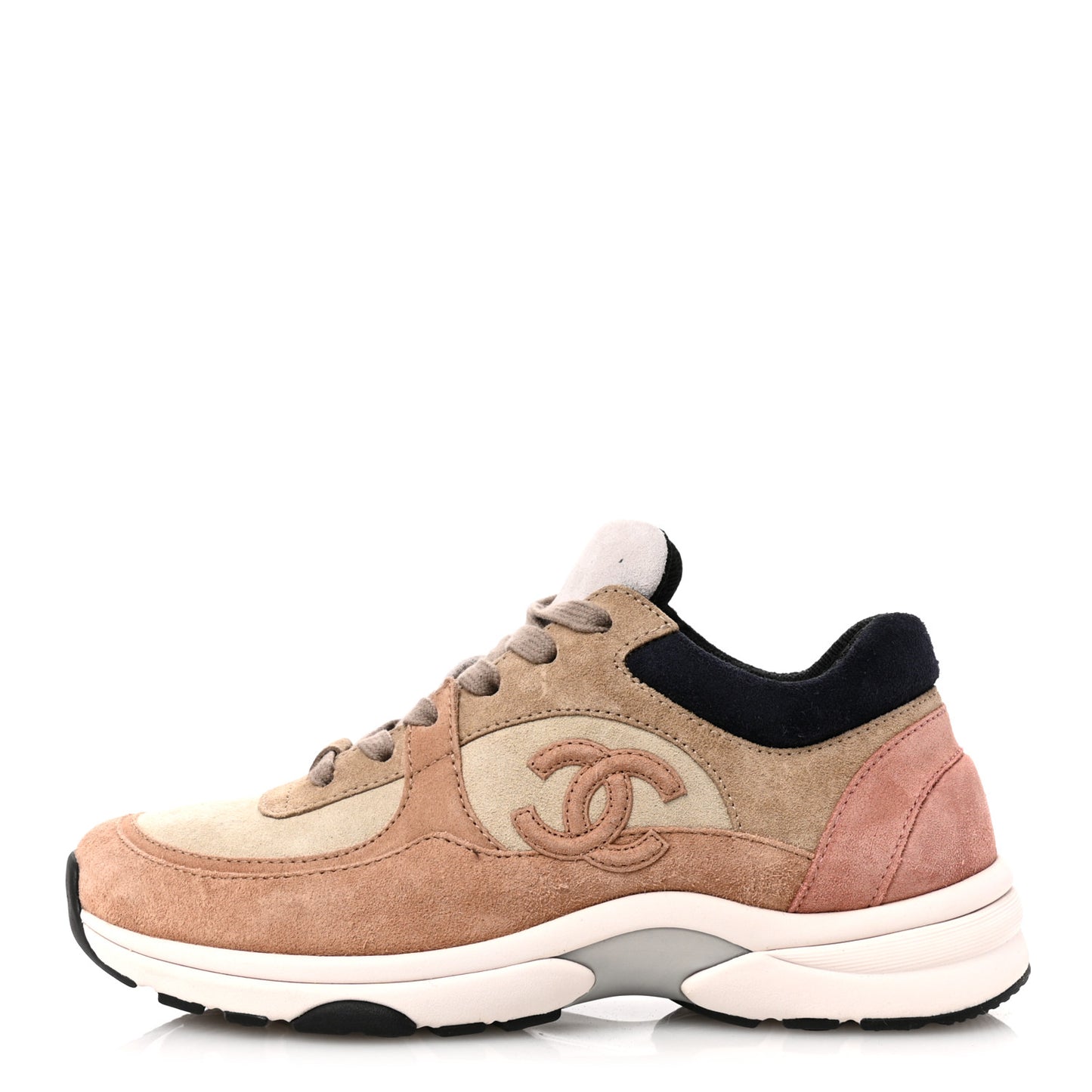 Suede Calfskin CC Sneakers 36.5 Brown Beige