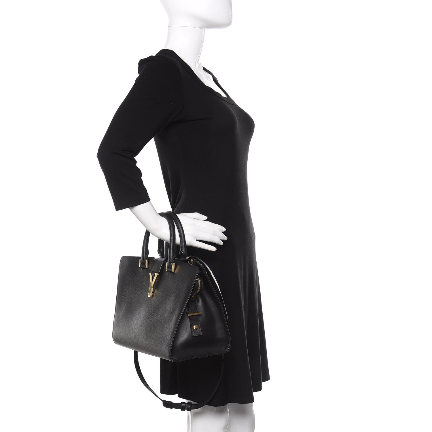 Saint Laurent Textured Calfskin Small Classic Y Cabas Black 3 of 16