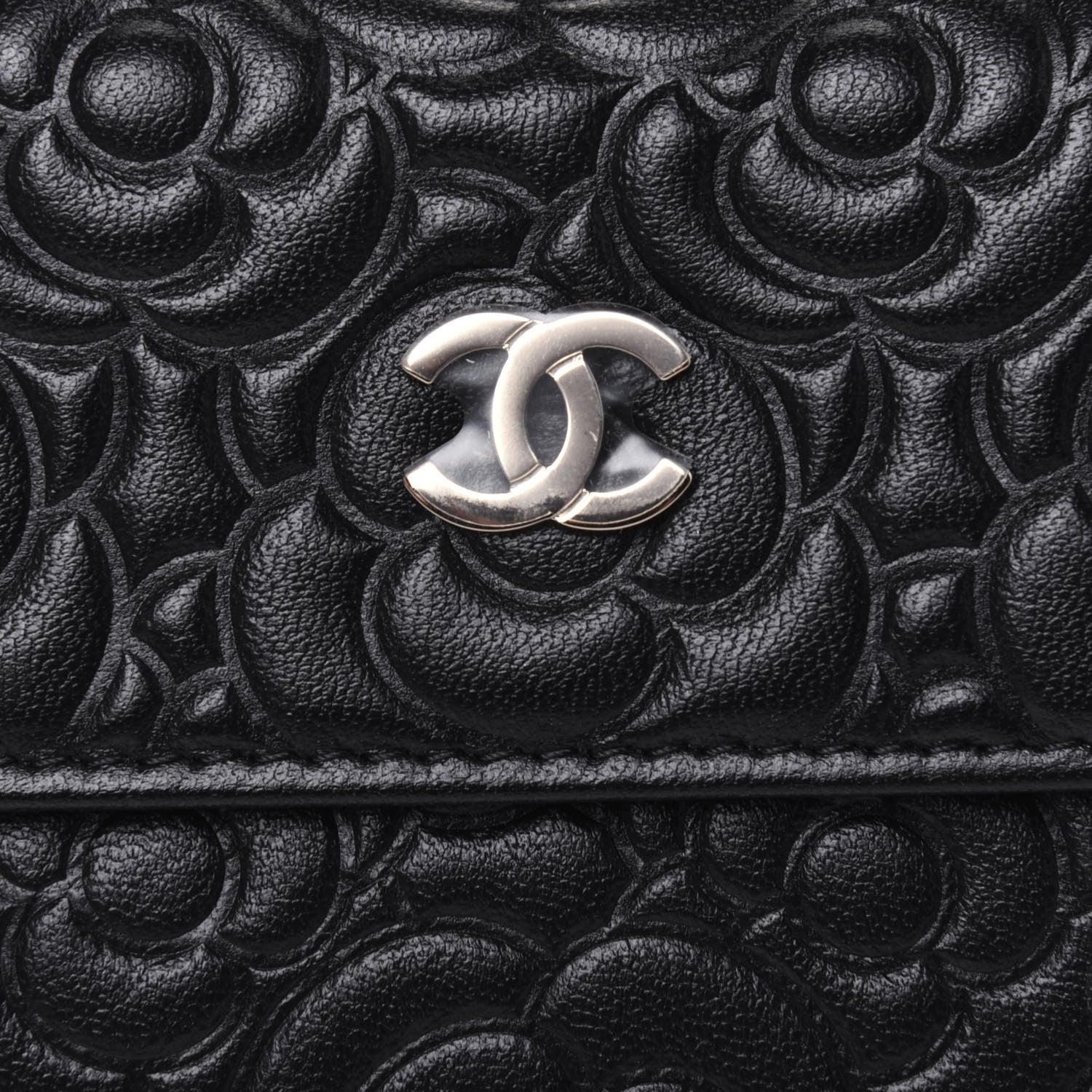 Chanel Lambskin Camellia Embossed Chain Belt Bag Black 11 of 13