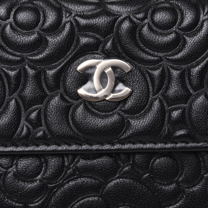 Chanel Lambskin Camellia Embossed Chain Belt Bag Black 11 of 13