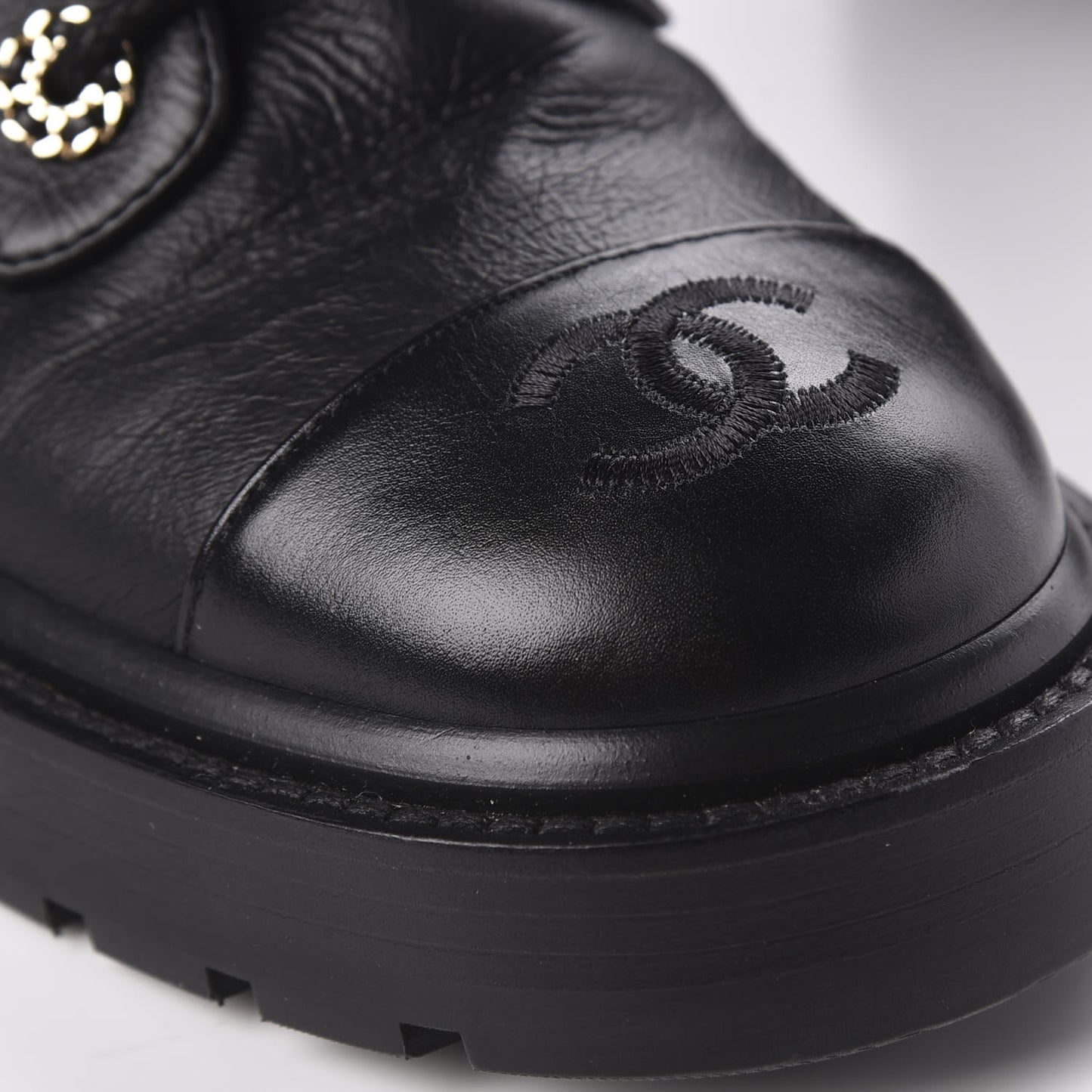 Shiny Goatskin Calfskin Quilted Lace Up Combat Boots 36 Black