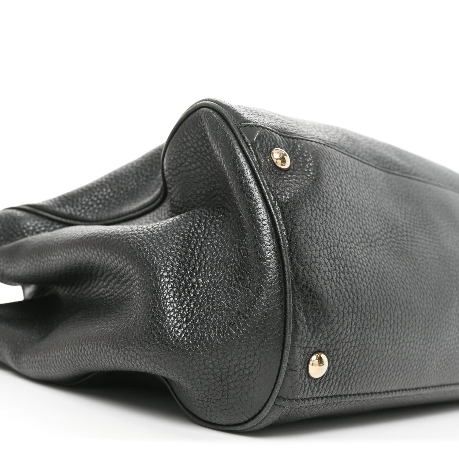 Gucci Pebbled Calfskin Large Bamboo Shopper Tote Black Black 9 of 10