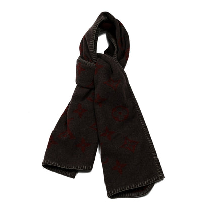 Louis Vuitton Cashmere Lambswool Monogram Scarf Grey 1 of 3