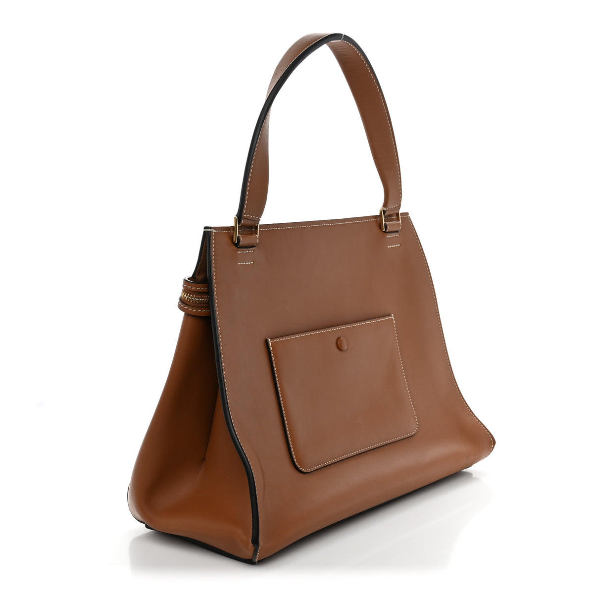 Smooth Calfskin Medium Edge Shoulder Bag Camel