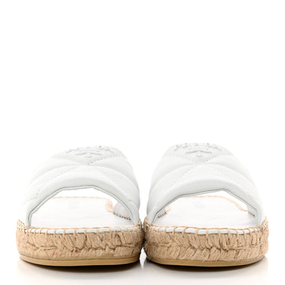 Prada Nappa Logo Quilted Espadrille 20mm Slide Sandals 38 Bianco 2 of 13