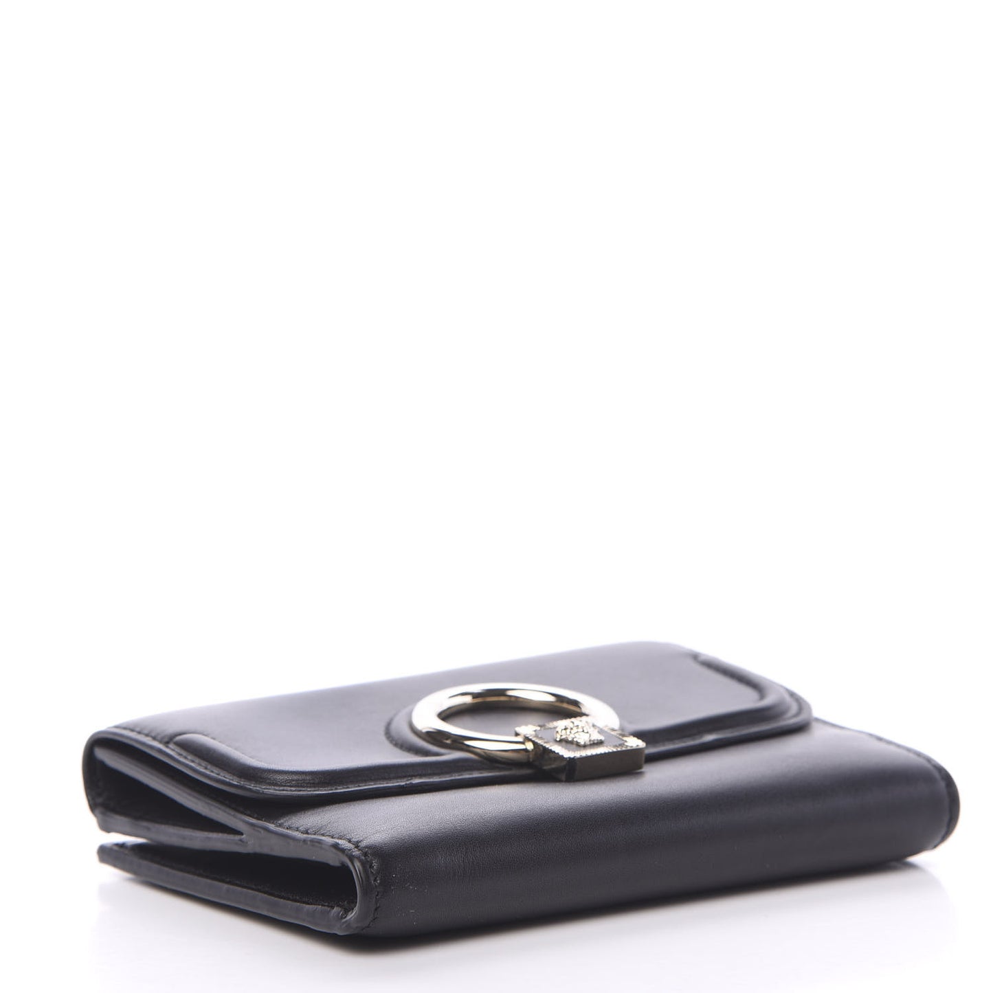 Calfskin Medusa Compact Wallet Black