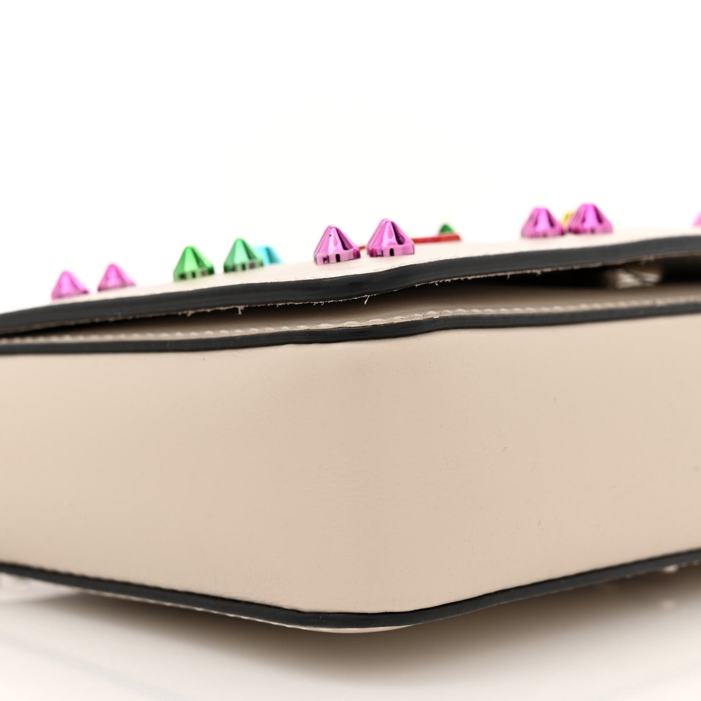 Calfskin Spikes Loubinthesky Paloma Clutch Beige