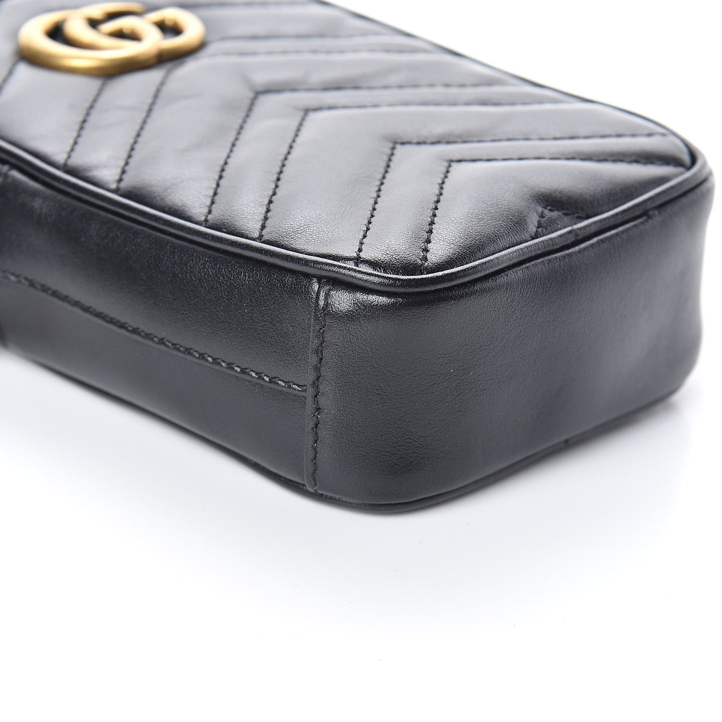 Calfskin Matelasse Mini GG Marmont Crossbody Bag Black