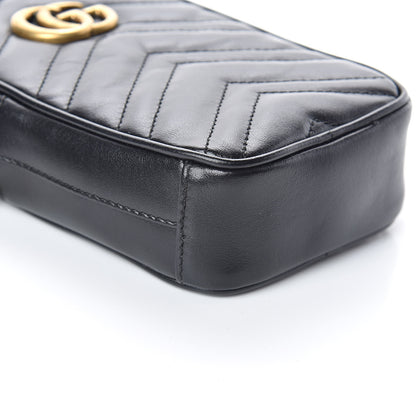Gucci Calfskin Matelasse Mini GG Marmont Crossbody Bag Black 7 of 9