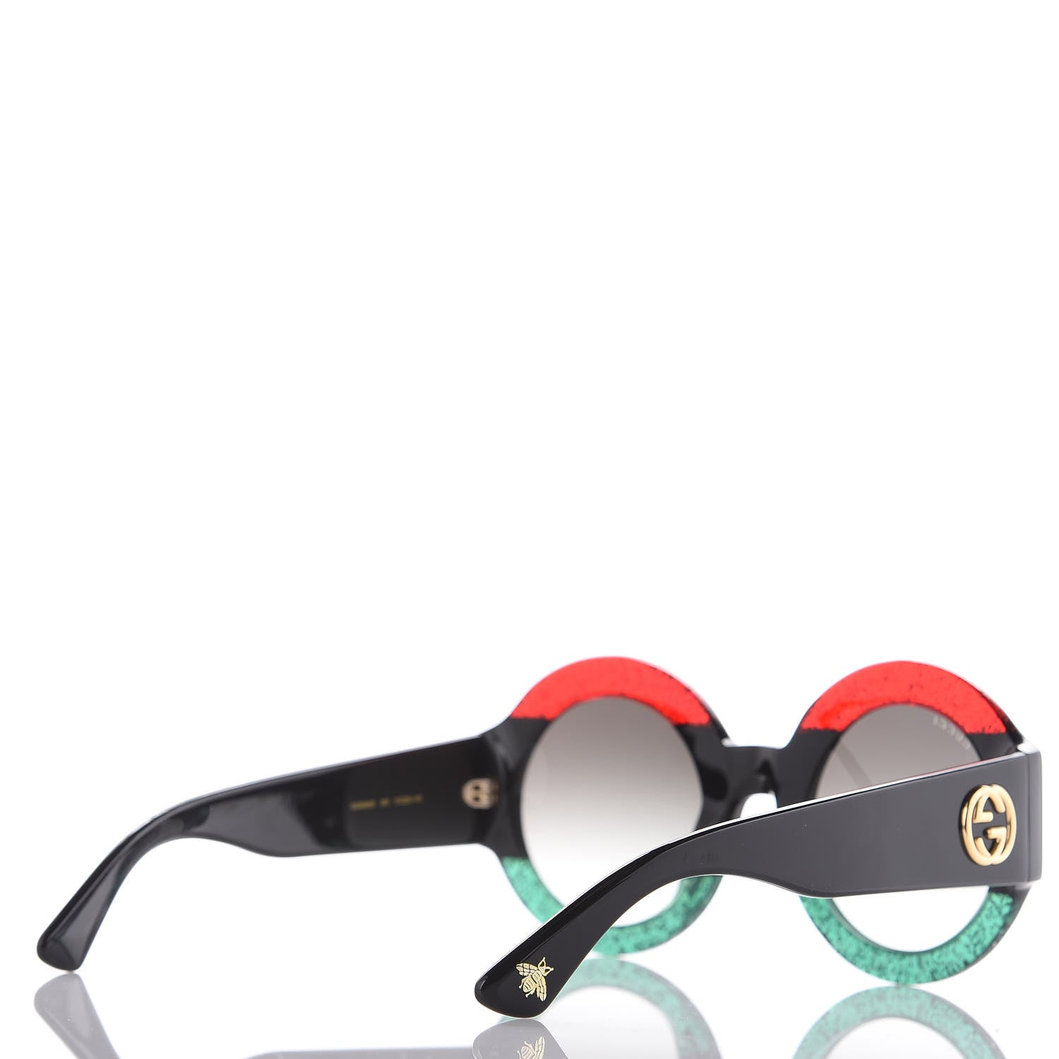 Gucci Acetate Round GG0084S Sunglasses Black Red Green 4 of 8