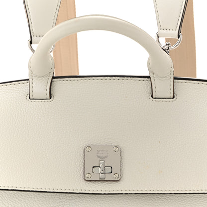 MCM Grained Calfskin Medium Milla Convertible Backpack White Flake 8 of 13