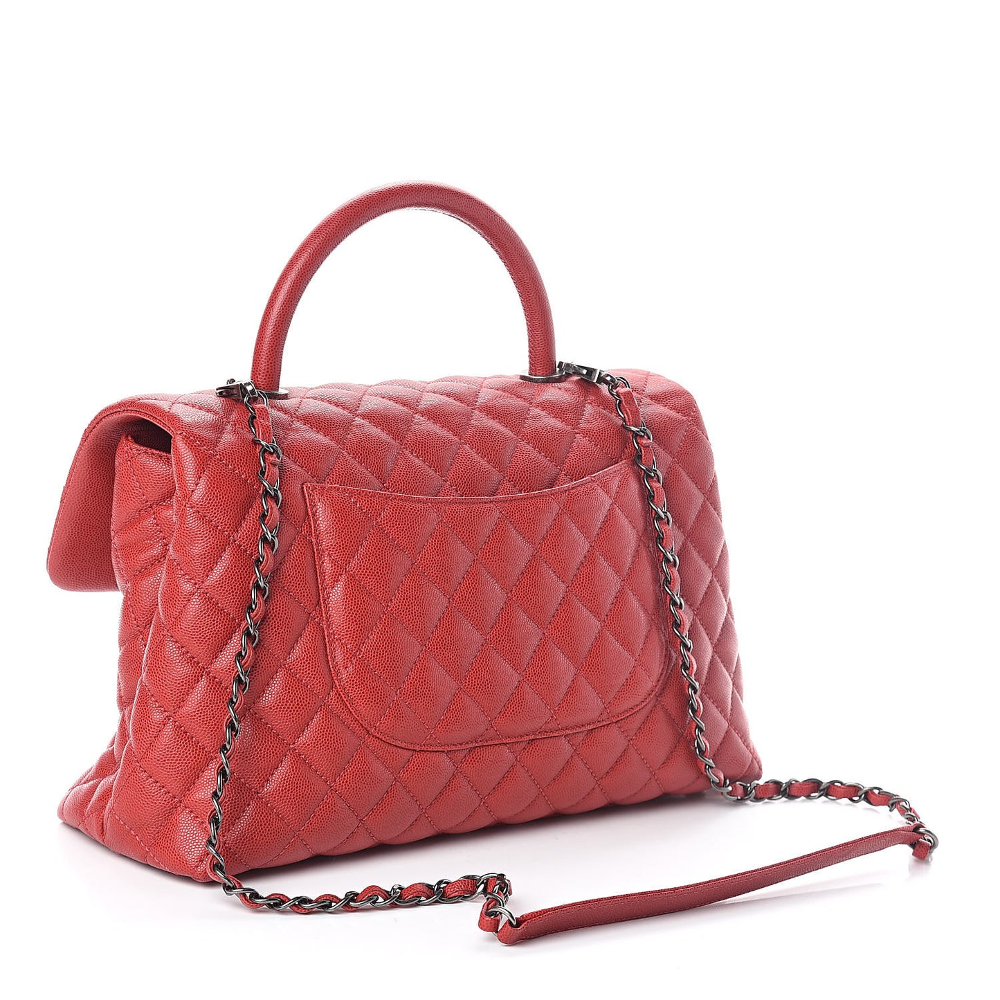Caviar Quilted Medium Coco Handle Flap Red