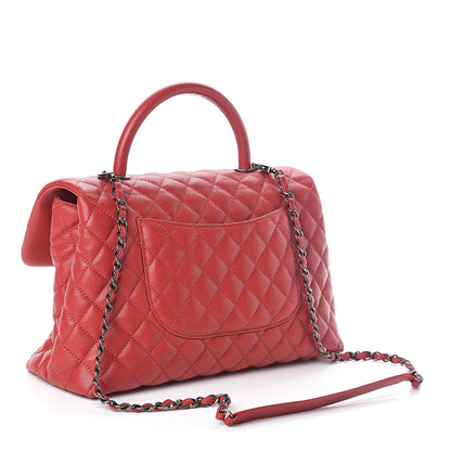 Chanel Caviar Quilted Medium Coco Handle Flap Red 3 of 11