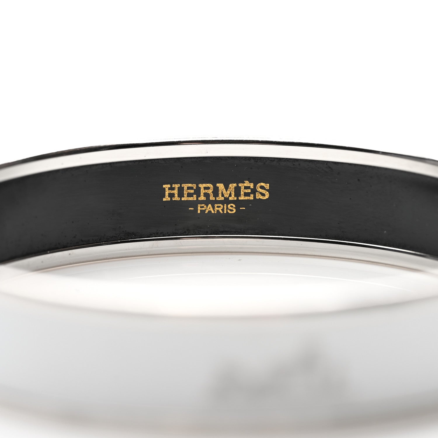 Hermes Enamel Printed Narrow Caleche Bracelet 70 White 3 of 4