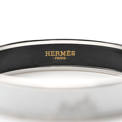Hermes Enamel Printed Narrow Caleche Bracelet 70 White 3 of 4
