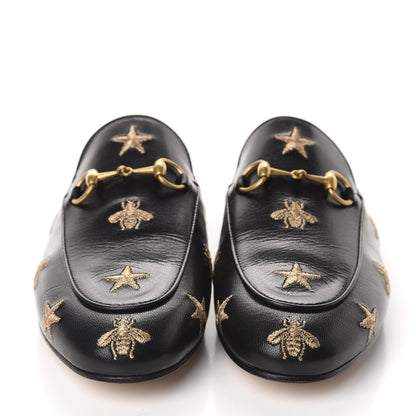 Gucci Goatskin Bee Star Embroidered Womens Princetown Slippers 37 Black 2 of 10