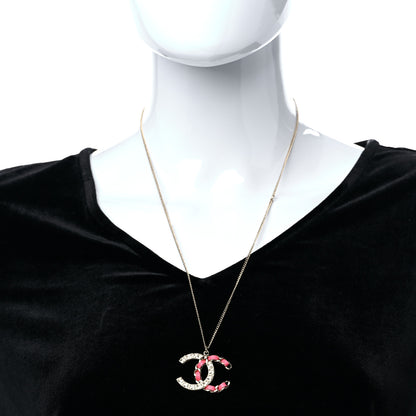 Chanel Lambskin Baguette Crystal CC Necklace Gold Pink 3 of 5