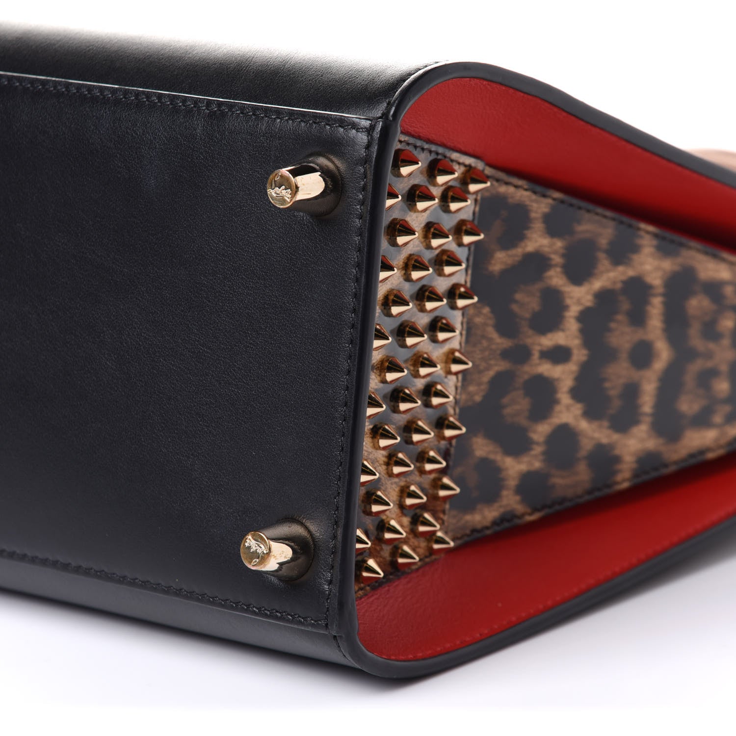 Christian Louboutin Calfskin Patent Leopard Spiked Medium Paloma Black 24 of 24