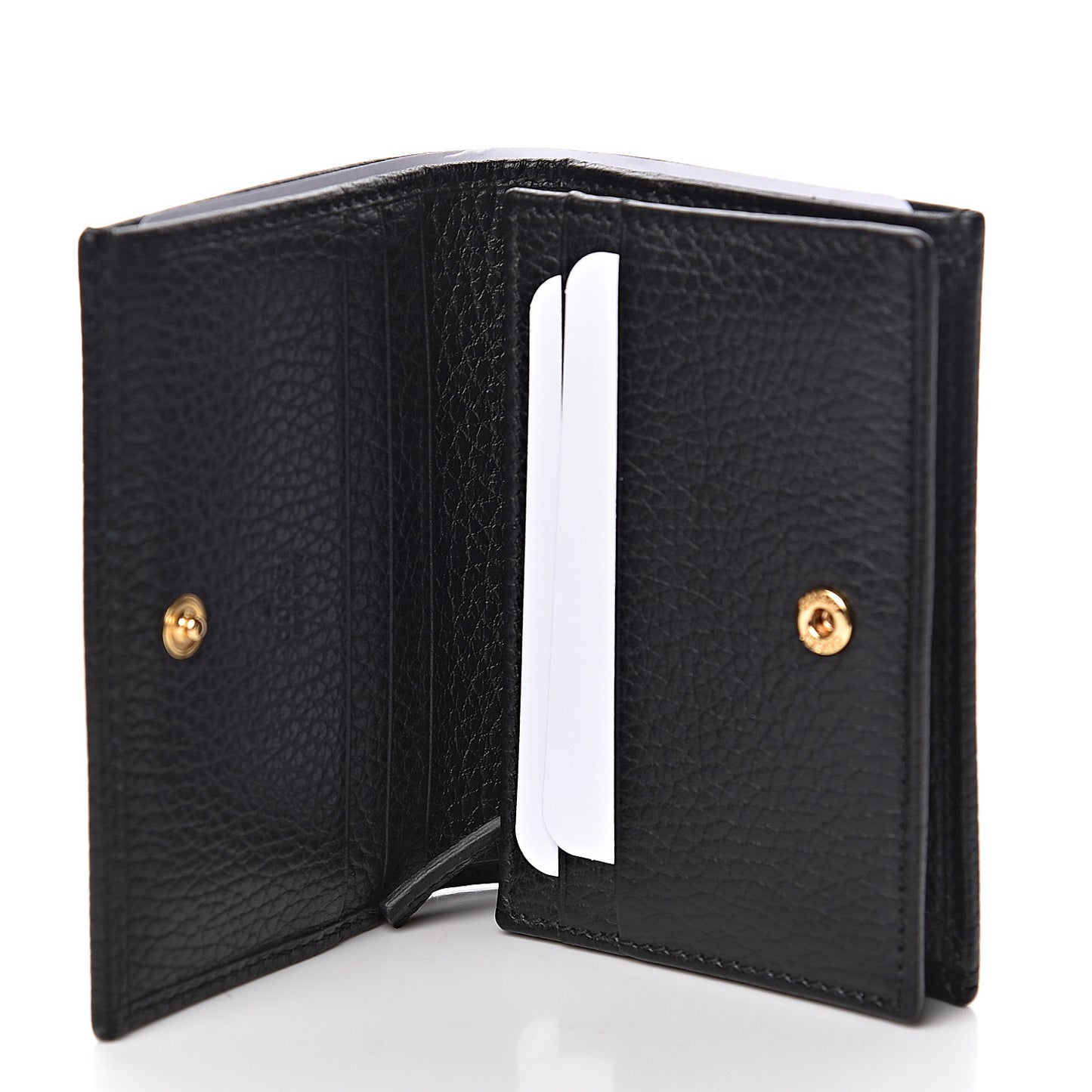 Pebbled Calfskin GG Marmont Card Case Black