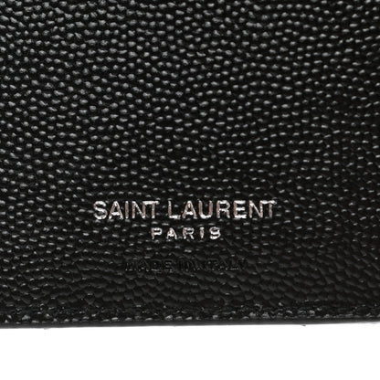 Saint Laurent Grain De Poudre Matelasse Chevron Monogram Zipped Two-Part Wallet Black 6 of 9
