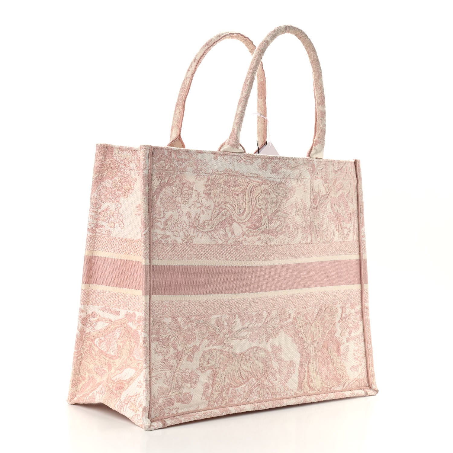 Christian Dior Canvas Toile De Jouy Embroidered Large Book Tote Pink 3 of 9