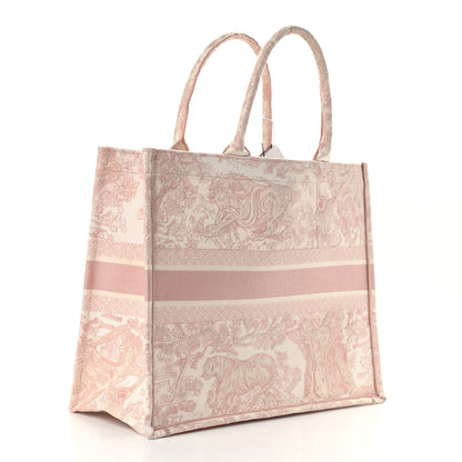 Christian Dior Canvas Toile De Jouy Embroidered Large Book Tote Pink 3 of 9