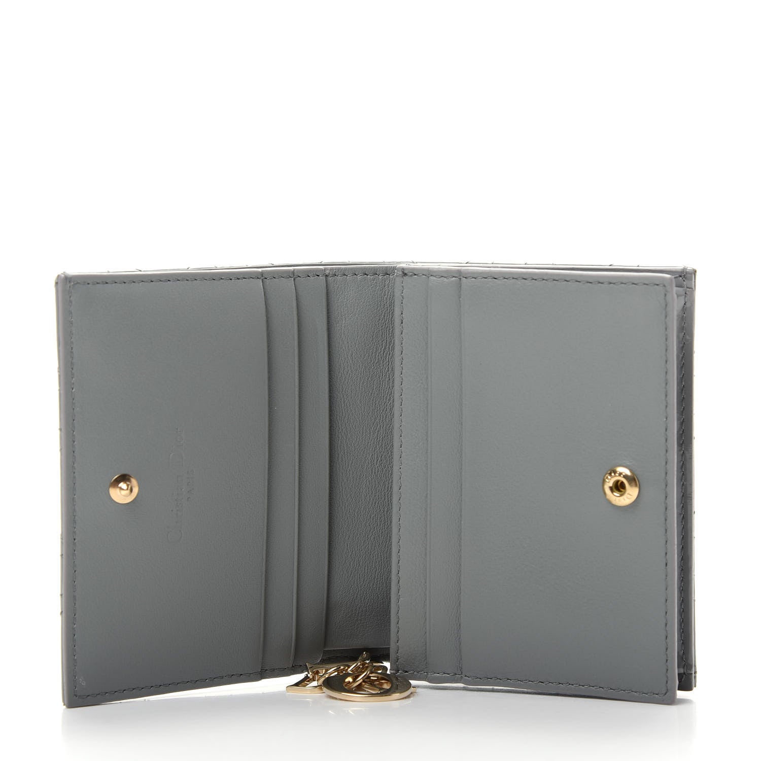 Christian Dior Patent Cannage Mini Lady Dior Wallet Gray Stone 5 of 8