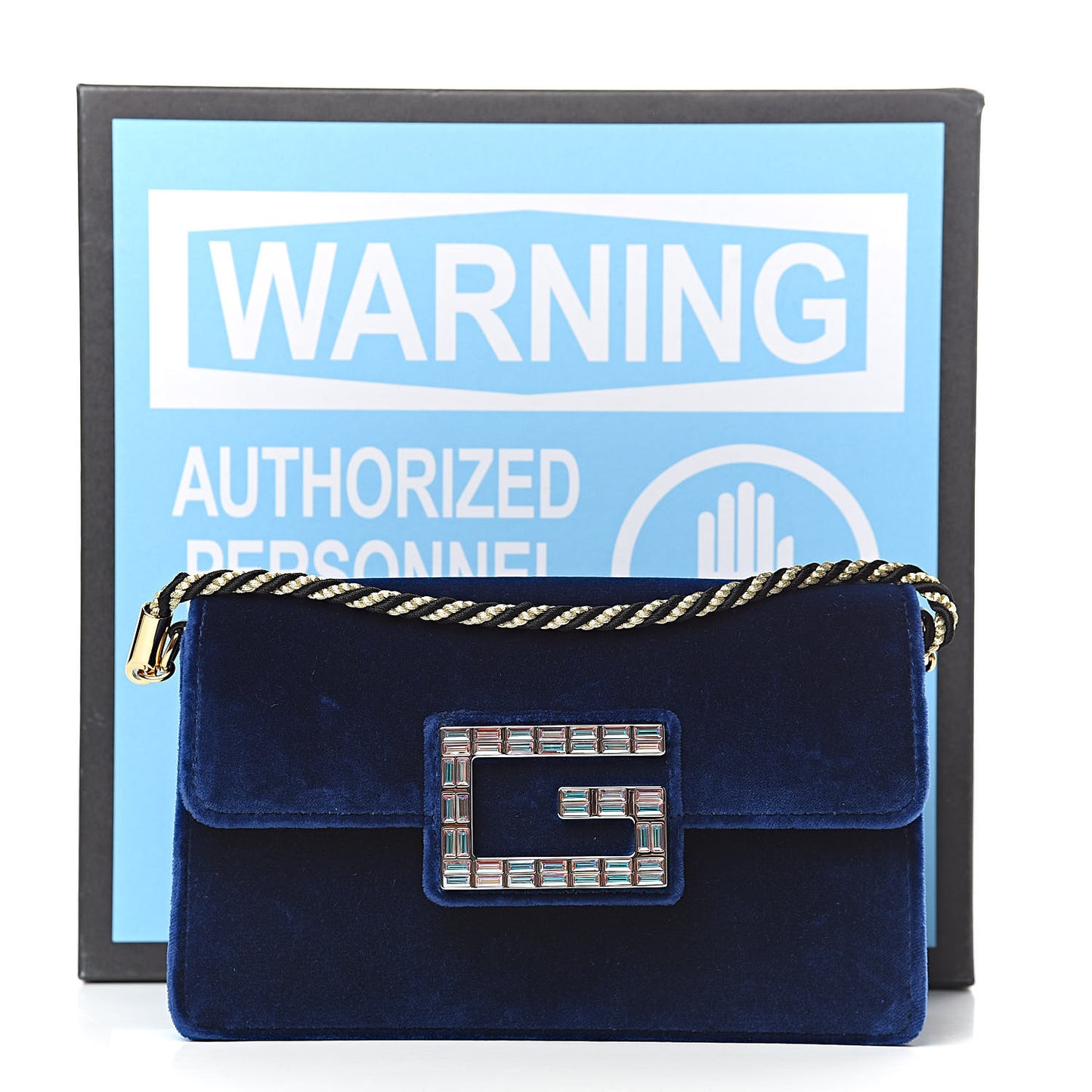 Velvet Crystal Square G Shoulder Bag Cobalt Blue