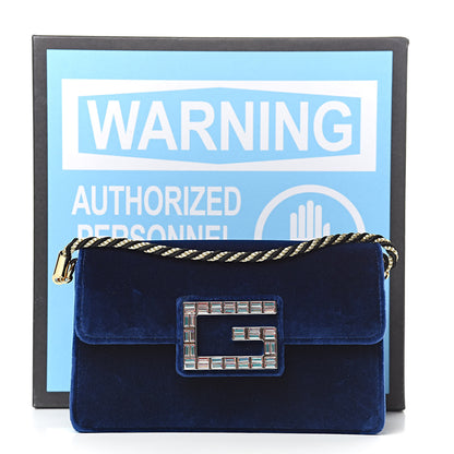 Gucci Velvet Crystal Square G Shoulder Bag Cobalt Blue 11 of 11