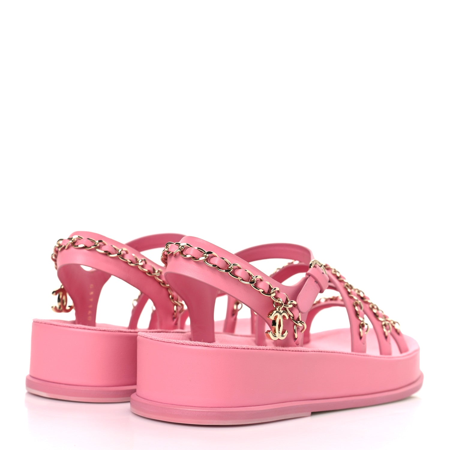Chanel Calfskin Chain Platform Sandals 36 Pink 4 of 8