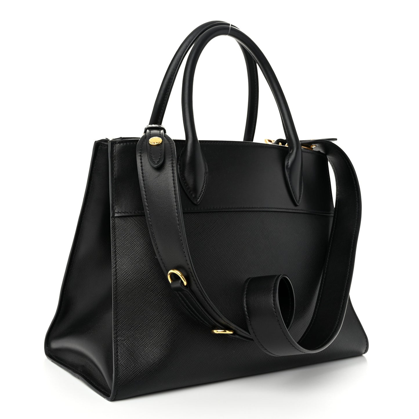 Saffiano City Calfskin Small Paradigme Bag Black