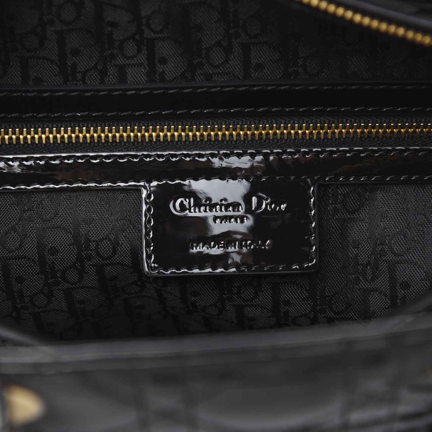 Patent Cannage Large Lady Dior Black