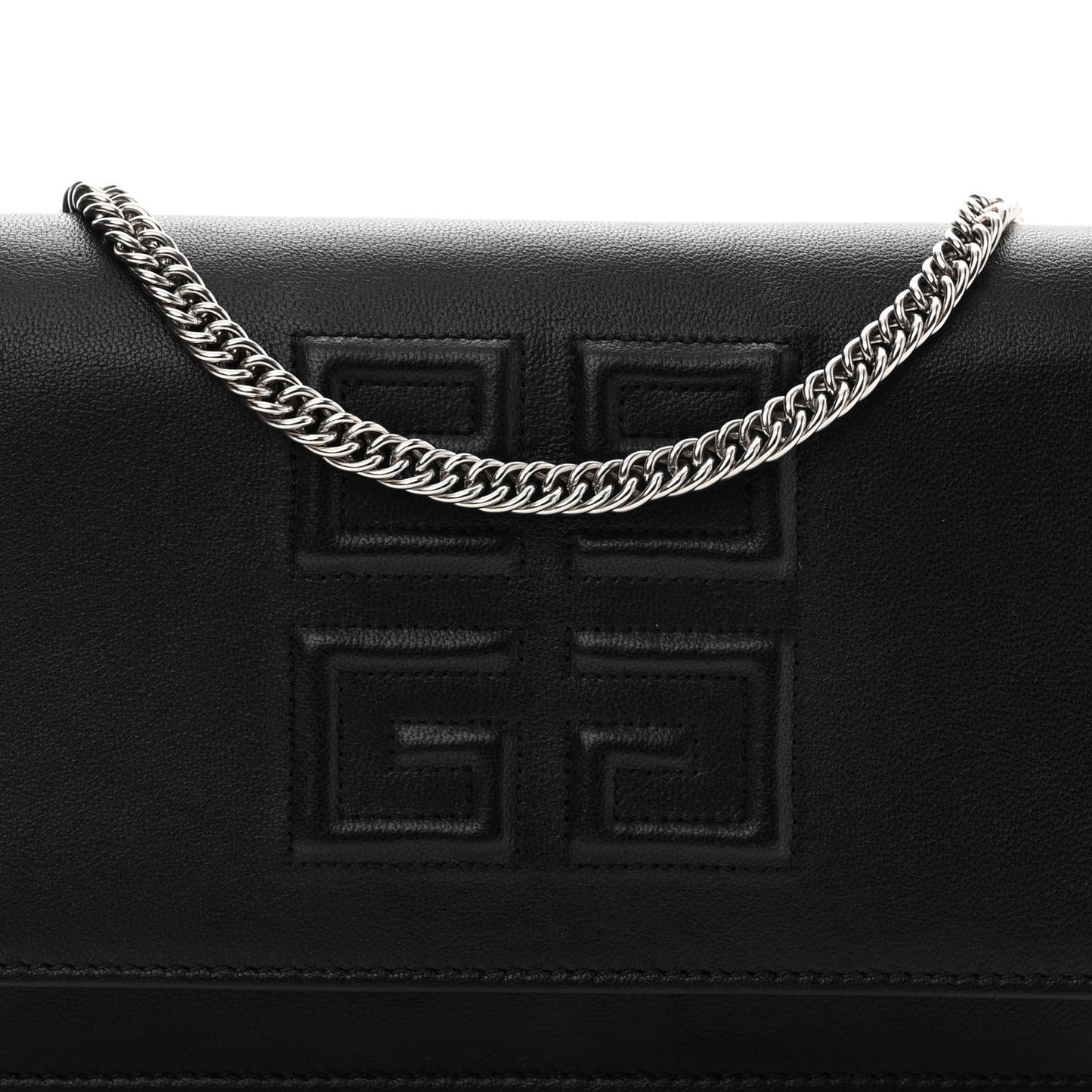 Lambskin Emblem Chain Wallet Black