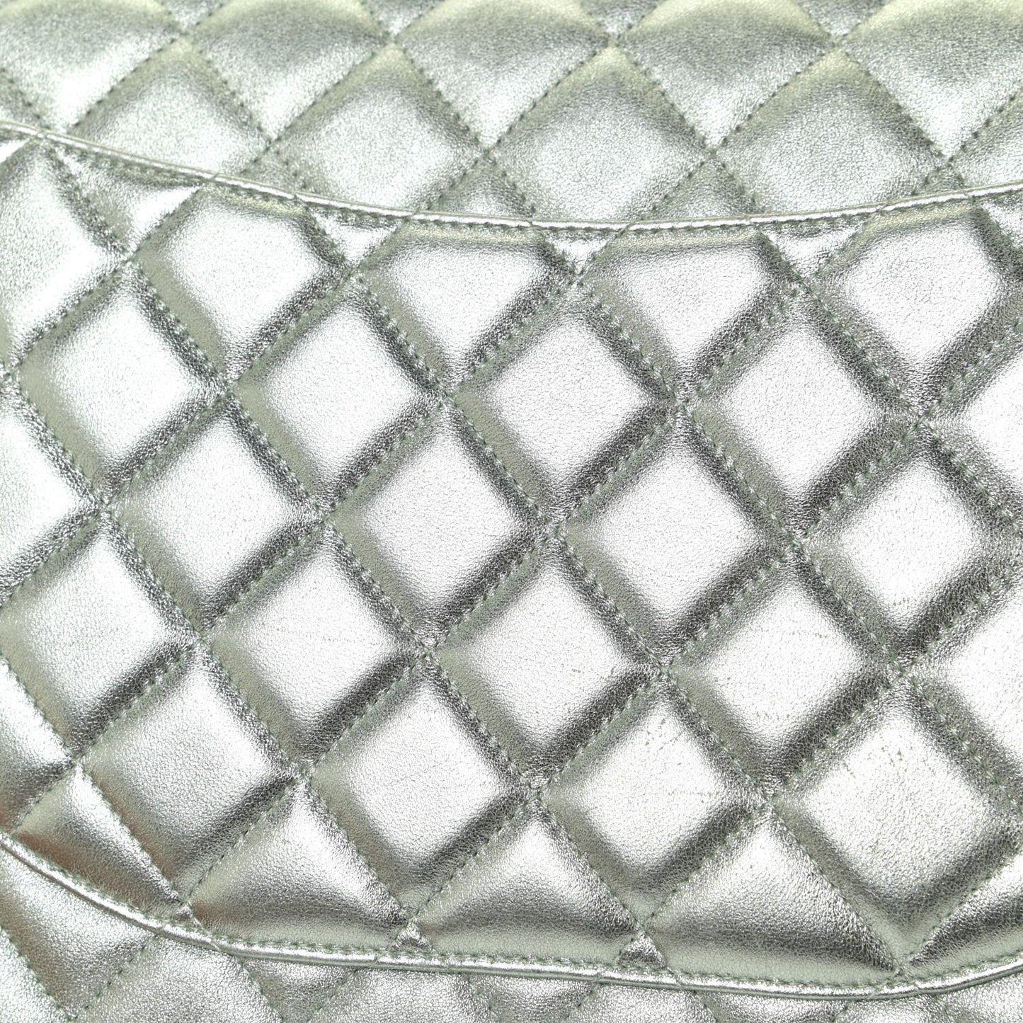 Metallic Lambskin Quilted Maxi Double Flap Green
