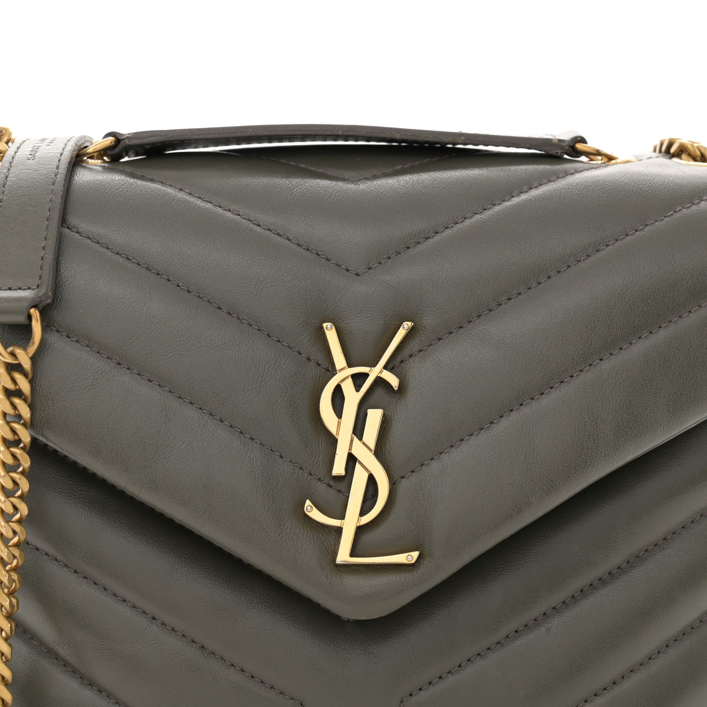 Calfskin Y Quilted Monogram Small Loulou Chain Satchel Olive