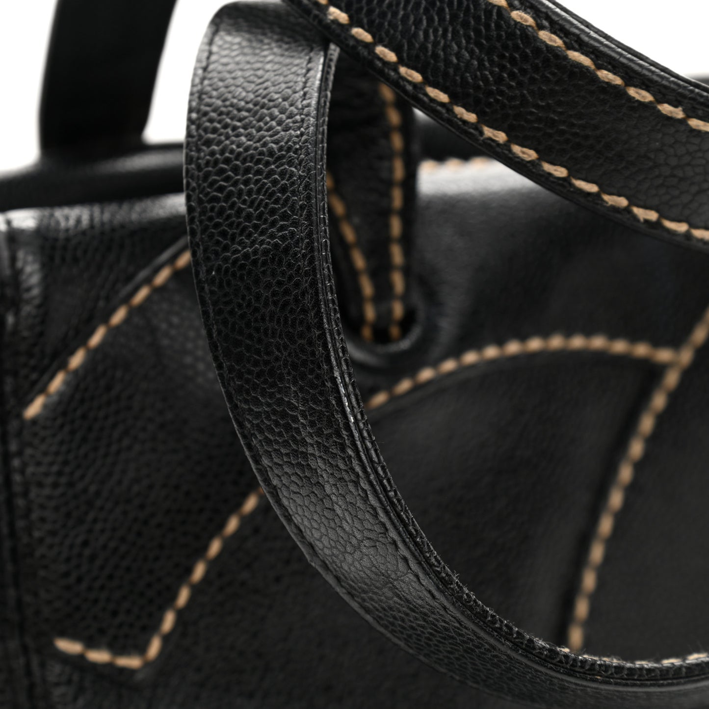 Caviar CC Stitched Small Tote Black