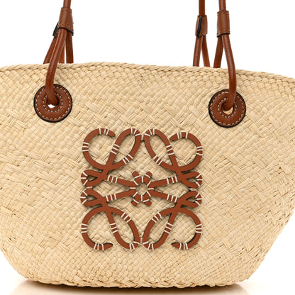 Loewe Calfskin Raffia Small Anagram Basket Tote Bag Natural Tan 7 of 9