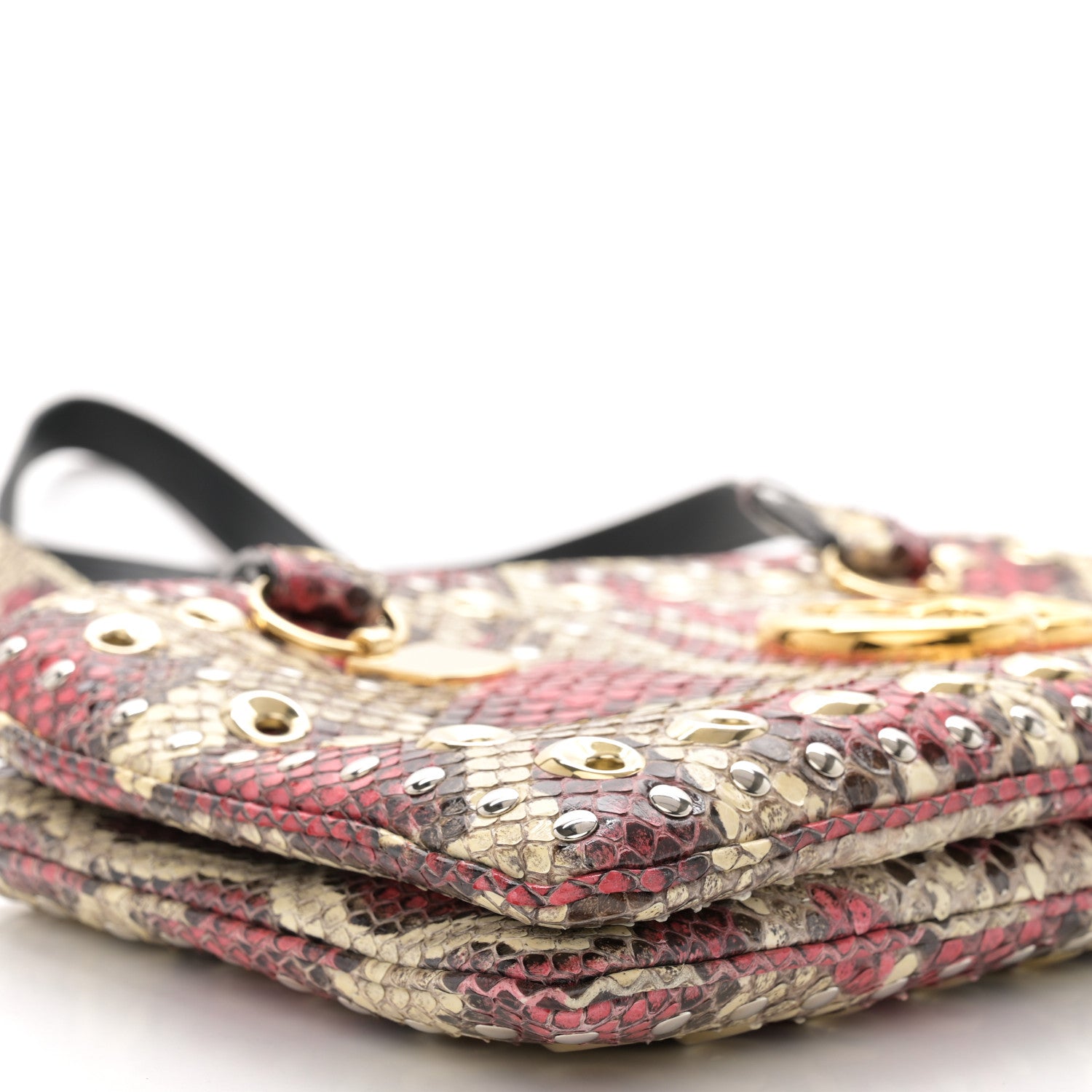 Gucci Snakeskin Large Arli Top Handle Bag Pink Beige 10 of 12