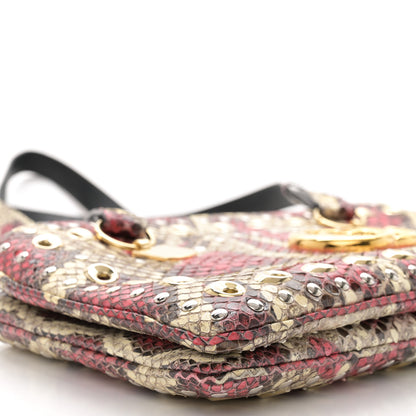 Gucci Snakeskin Large Arli Top Handle Bag Pink Beige 10 of 12