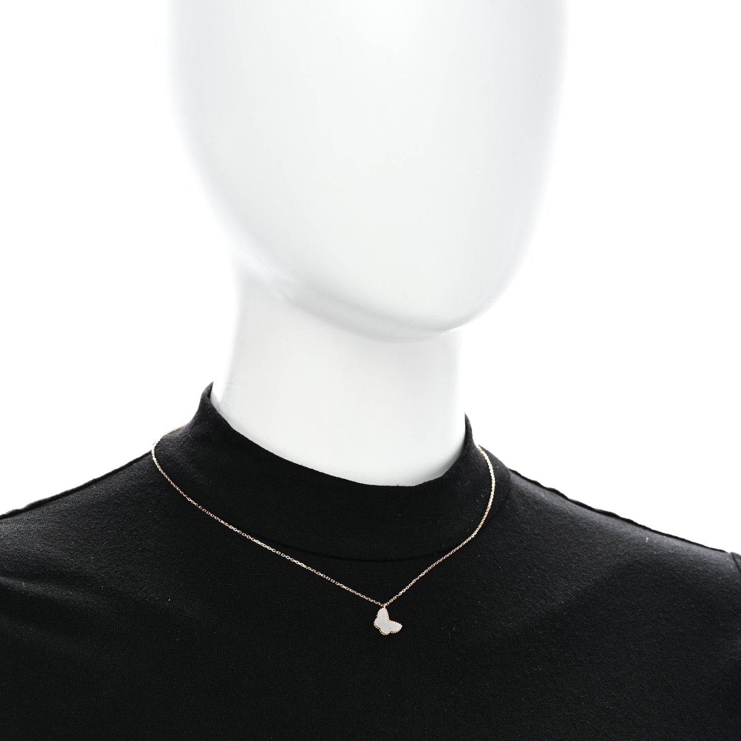 18K Yellow Gold Mother of Pearl Sweet Alhambra Butterfly Pendant Necklace
