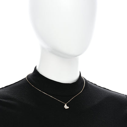 Van Cleef & Arpels 18K Yellow Gold Mother of Pearl Sweet Alhambra Butterfly Pendant Necklace 2 of 6