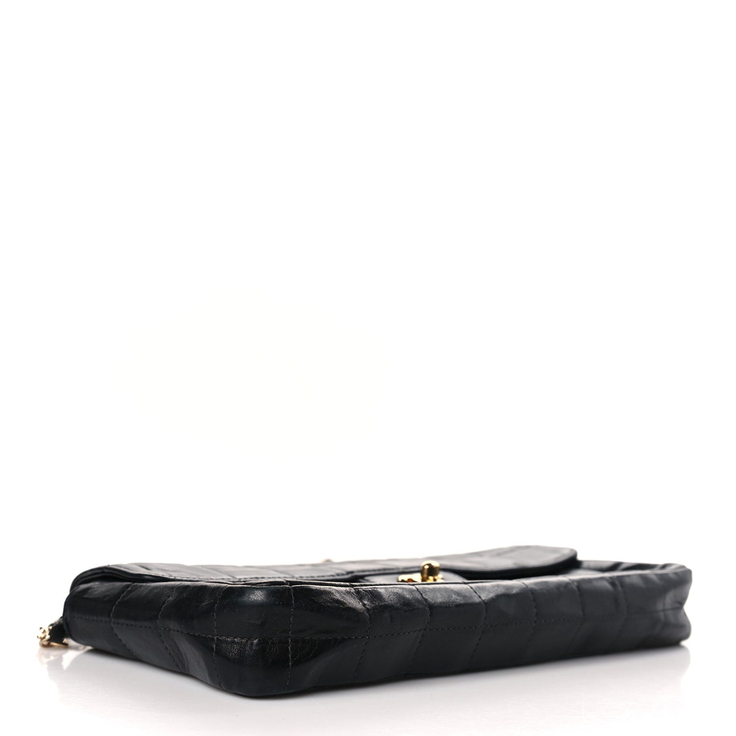 Lambskin East West Chocolate Bar Flap Black
