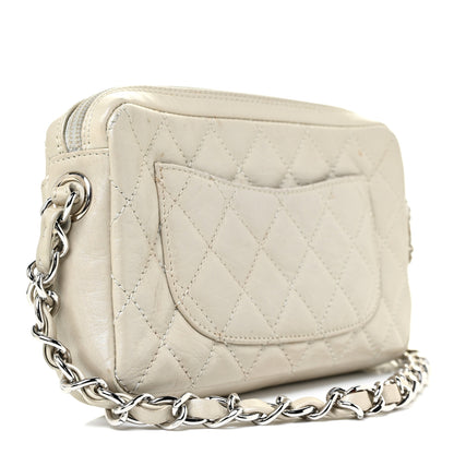 Chanel Aged Calfskin Quilted Cotton Club Pochette White 2 of 15