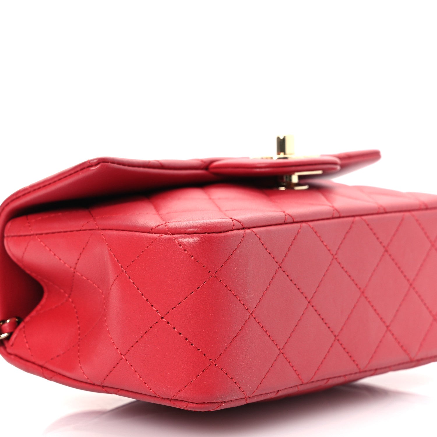 Chanel Lambskin Quilted Mini Top Handle Rectangular Flap Red 9 of 11