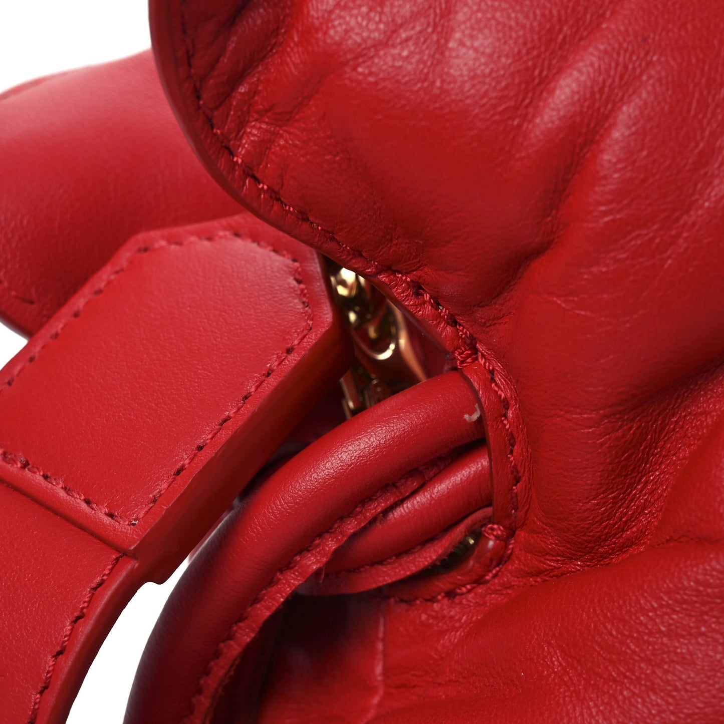 Calfskin Flamenco Puffer Knot Bag Red