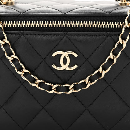 Chanel Lambskin Quilted Small Top Handle Vanity Case With Chain Black 8 of 10