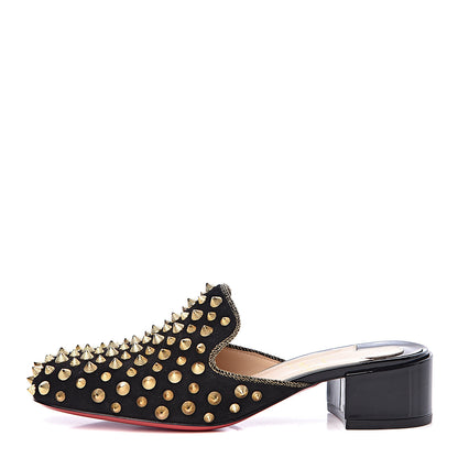 Christian Louboutin Suede Spikes Mulaconka 35 Mules 36 Black 1 of 9