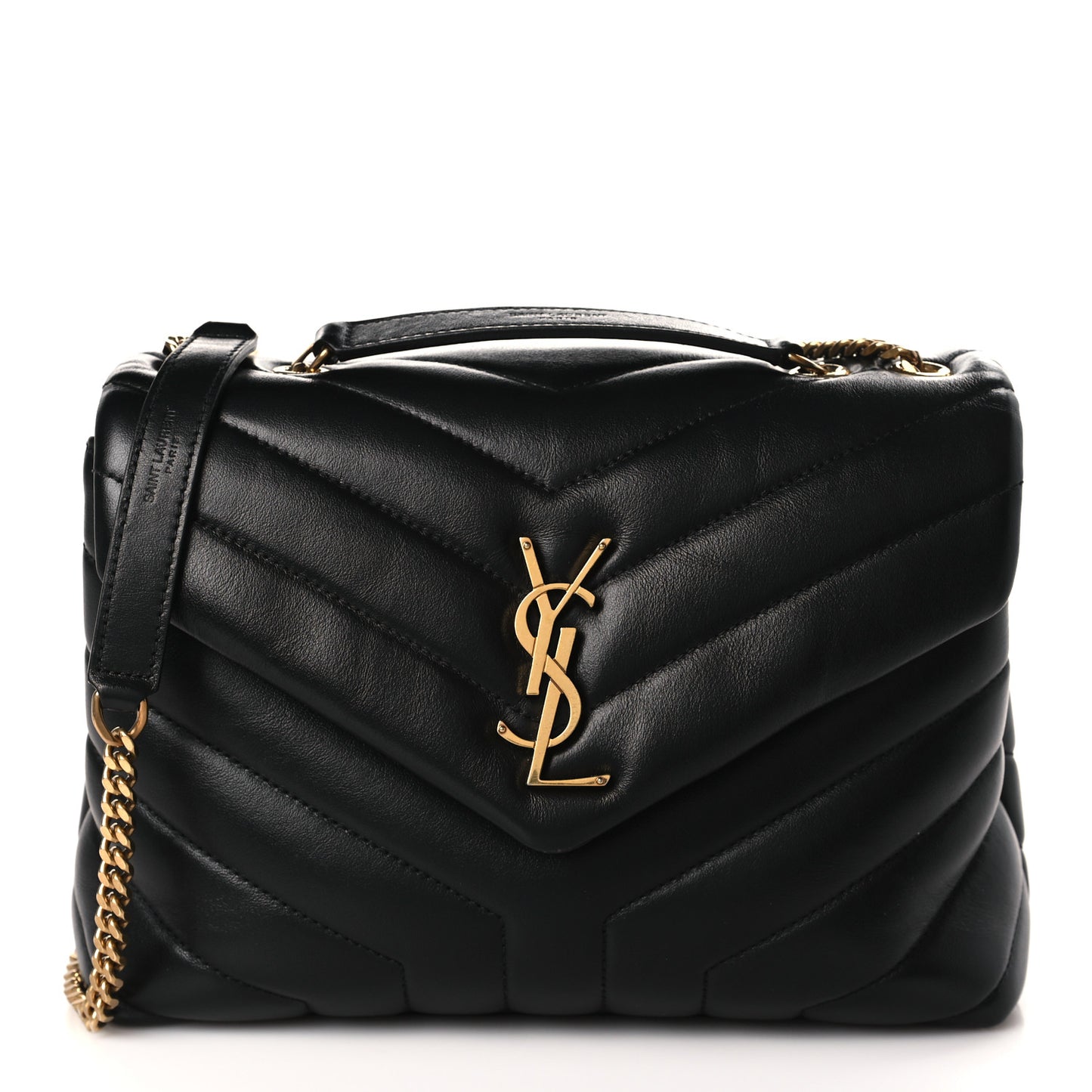Calfskin Y Quilted Monogram Small Loulou Chain Satchel Black